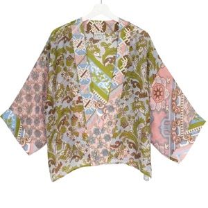 NWT! One Hundred Stars Pastel Patchwork Kimono OS